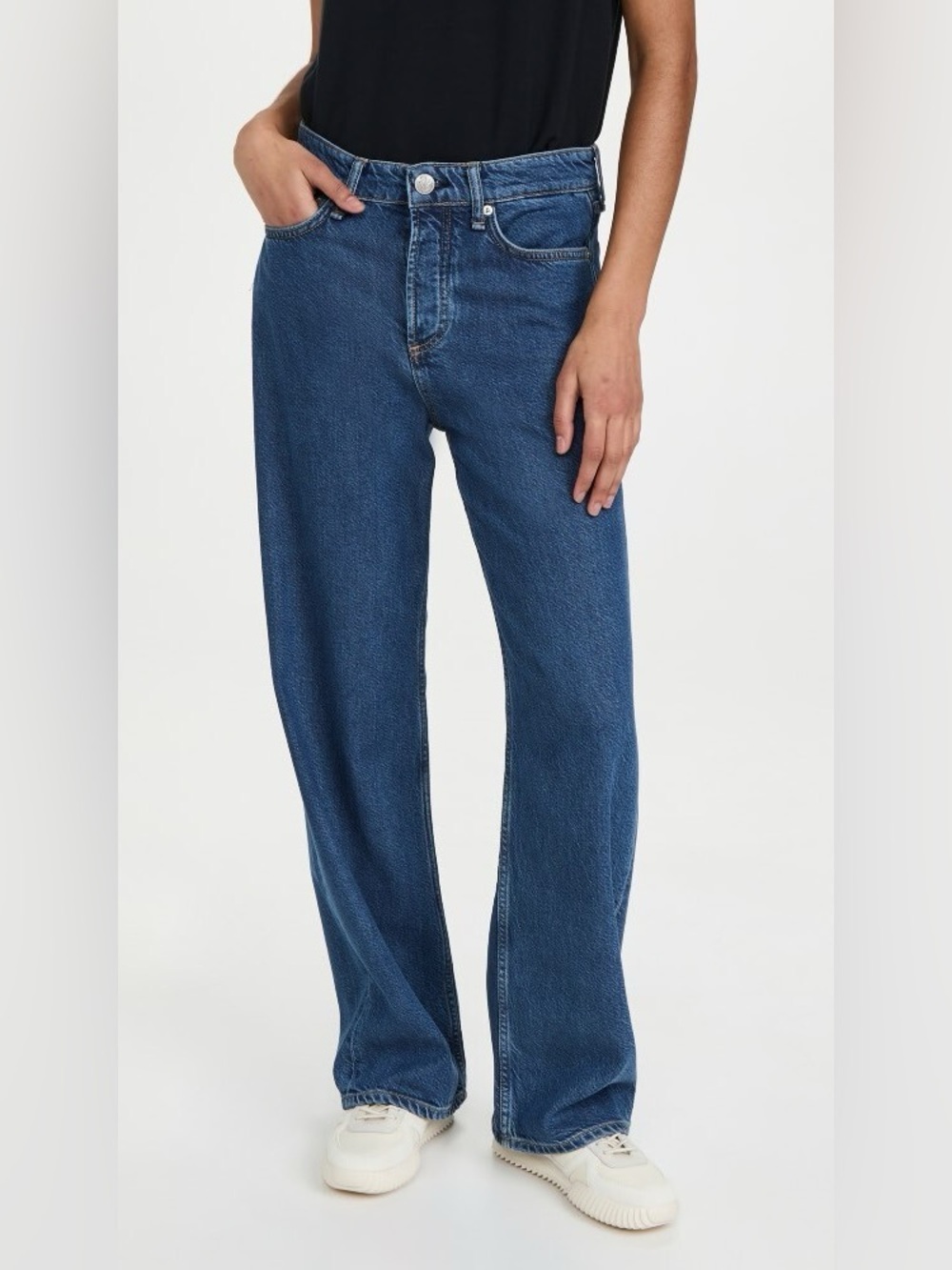 Rag & Bone Logan Low-Rise Wide Leg Jean in Lily Full Length Baggy Oversized Blue
